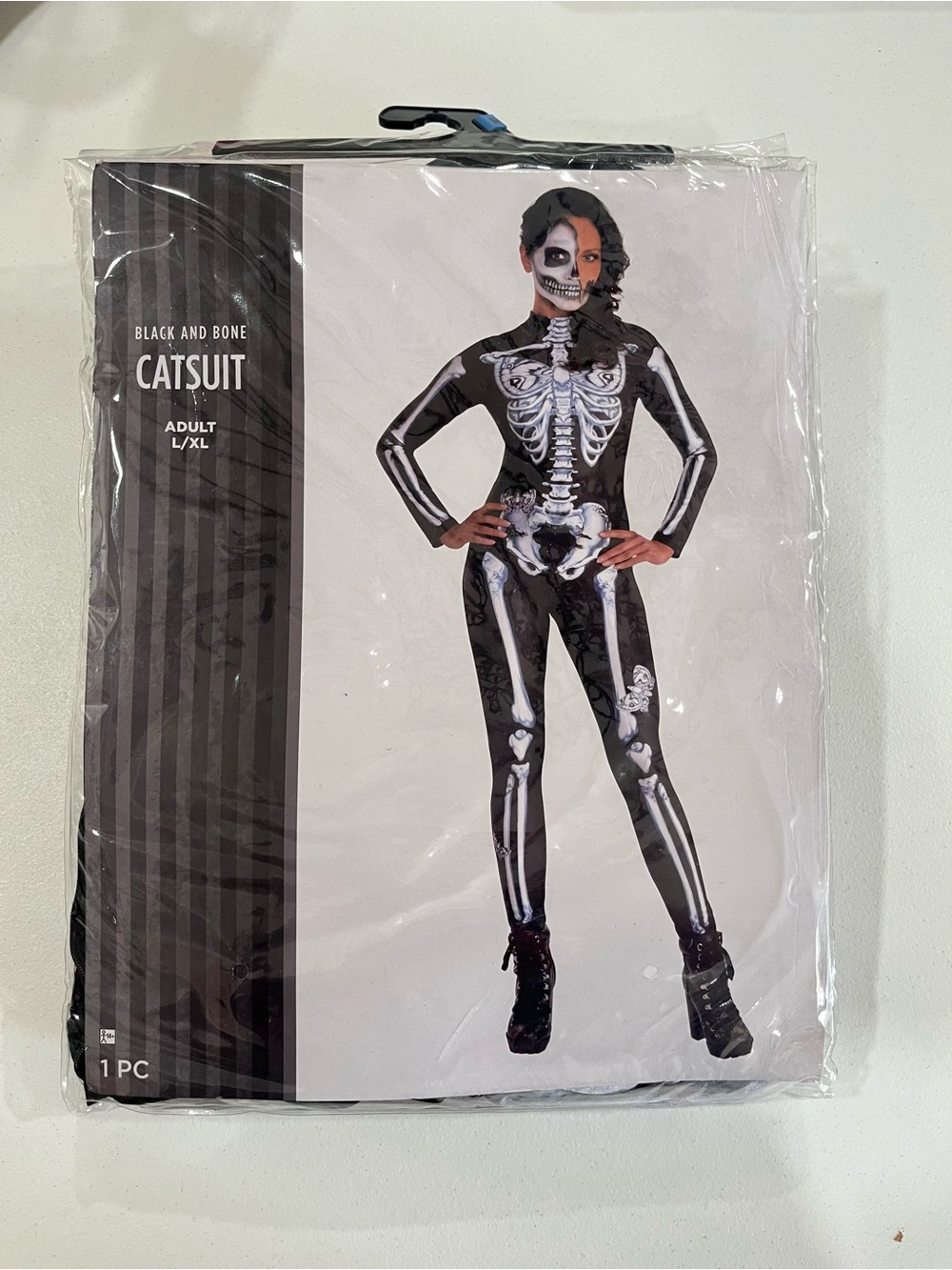 Black & Bone Skeleton Catsuit - Black - size L/XL
